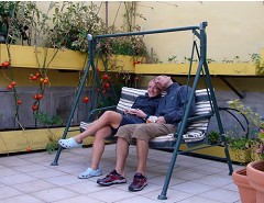 Fr�hst�ck auf der Dachterrasse