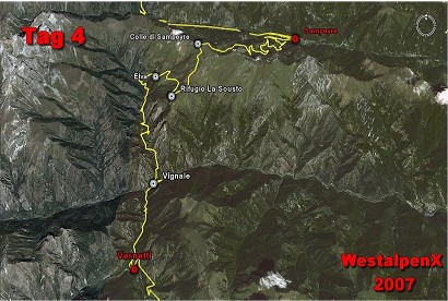 4. Etappe - Satellitenansicht der tats�chlich gefahrenen Strecke